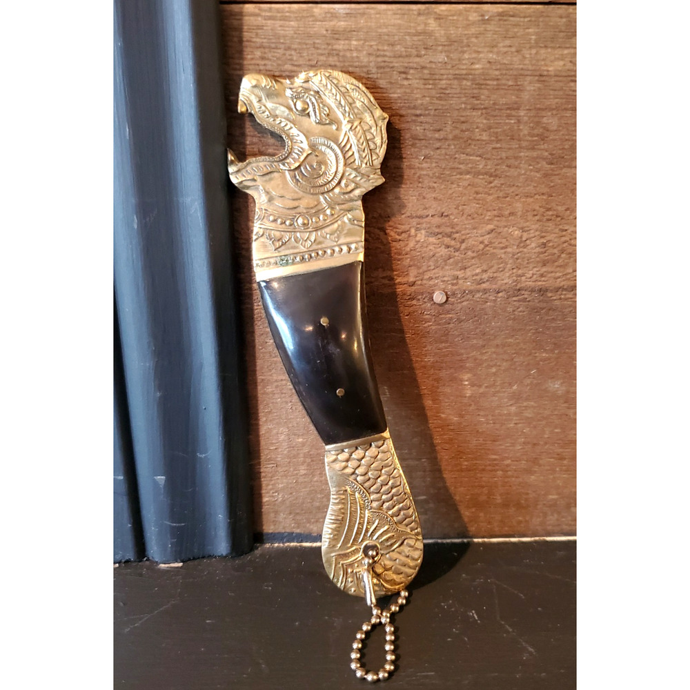 Vintage Chinese Commercial Bottle Opener Siam Thailand Bronze Collectible Dragon